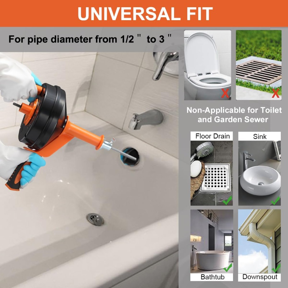 Drain Auger Clog Remover with  - đánh giá và giá Plumbing Snake Drain