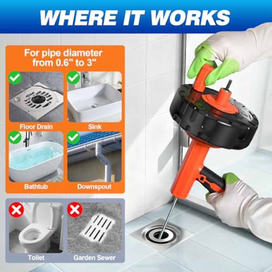 Drainsoon Auto Feed Drain Auge - đánh giá và giá Plumbing Snake Drain